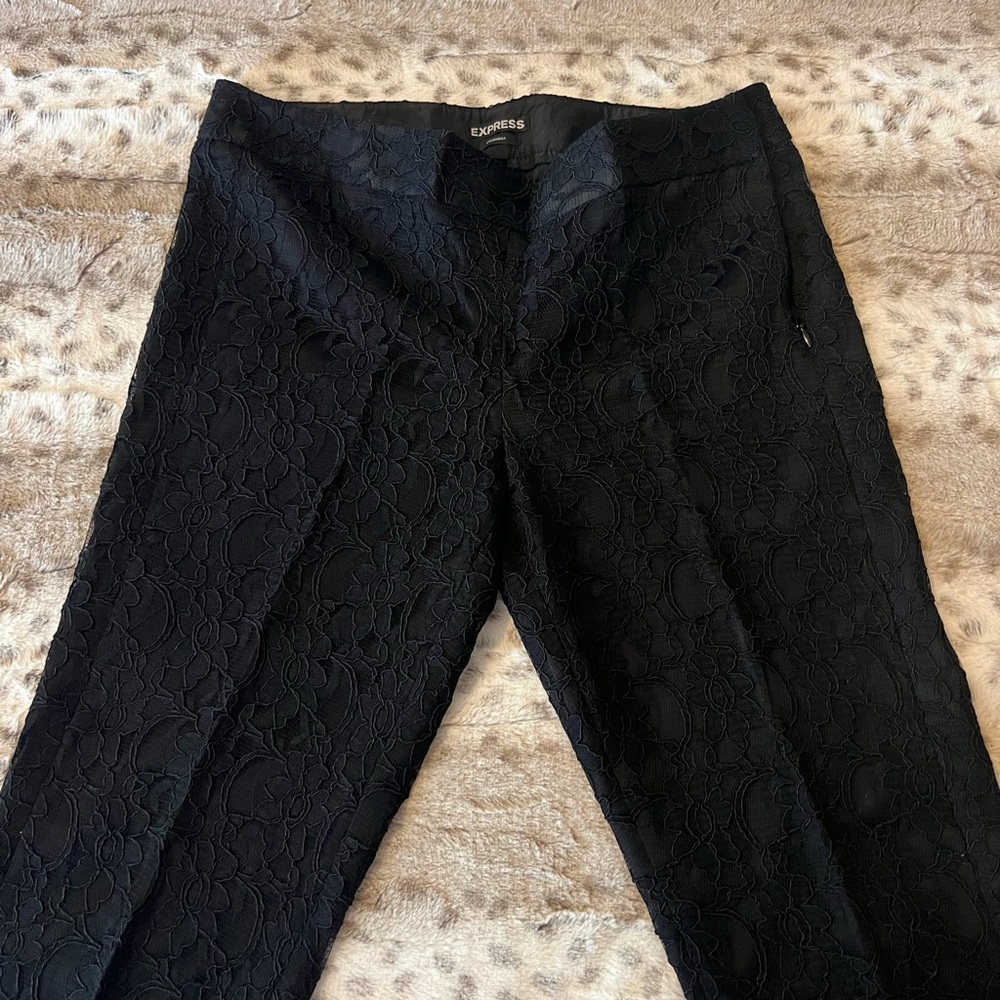 Express Embroidered/Lace fully lined ankle pants. Black, Sz 10. Worn once.